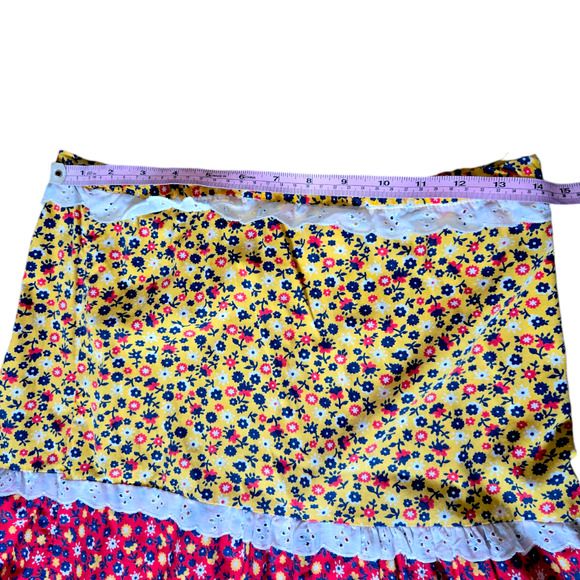Vintage 70s Prairie Maxi Skirt Boho Calico Floral Patchwork Tiered Lace - Picture 5 of 7